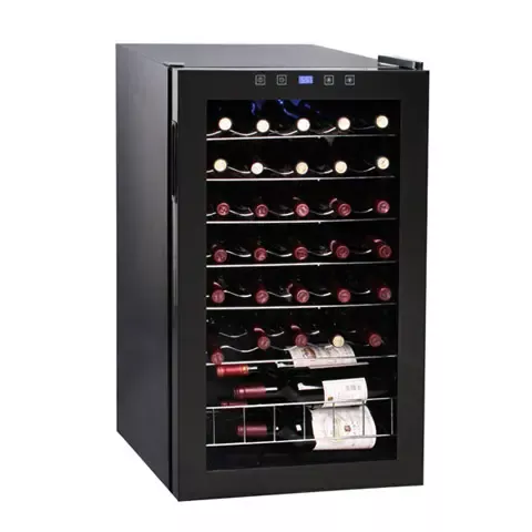 19" Wide 34 Bottle Single Zone Black Wine Refrigerator