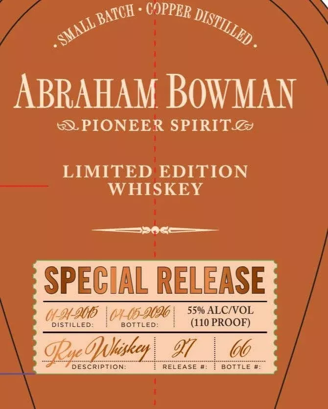 Abraham Bowman Pioneer Spirit Limited Edition Rye Whiskey Batch 27