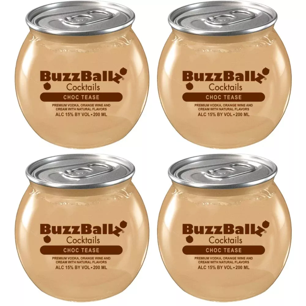 Buzzballz Choc Tease Pre-Mixed Cocktails 4-Pack