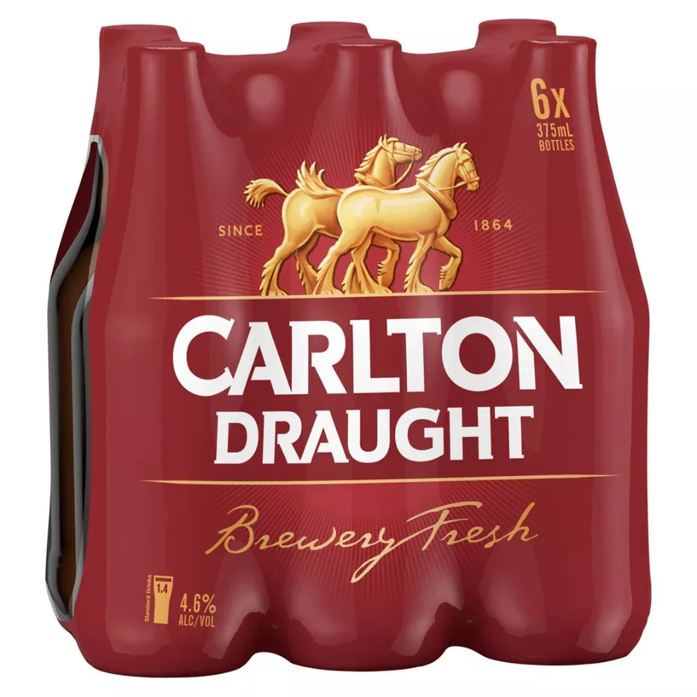 Carlton Draught 6x375mL Bottles