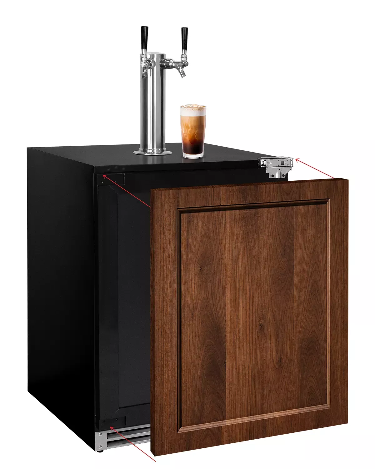 Kegco 24" Wide Dual Tap Panel Ready Overlay Built-In Right Hinge ADA Nitro Coffee Kegerator