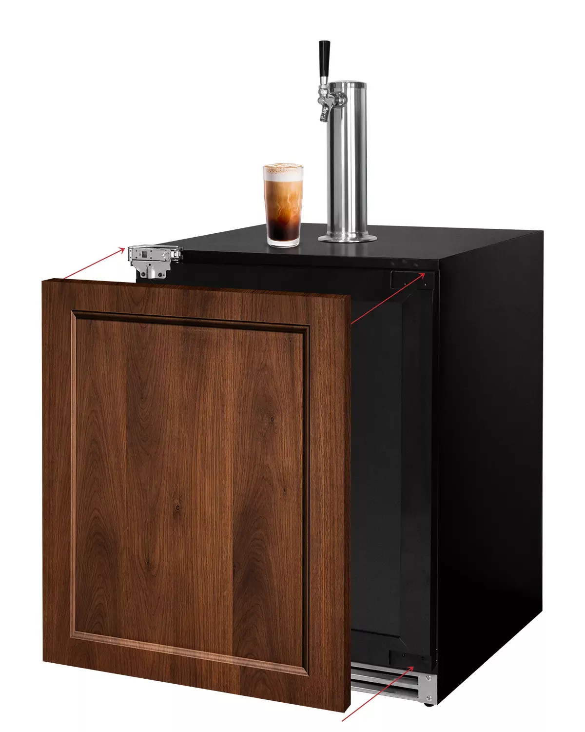 Kegco 24" Wide Single Tap Panel Ready Overlay Built-In Left Hinge ADA Nitro Coffee Kegerator