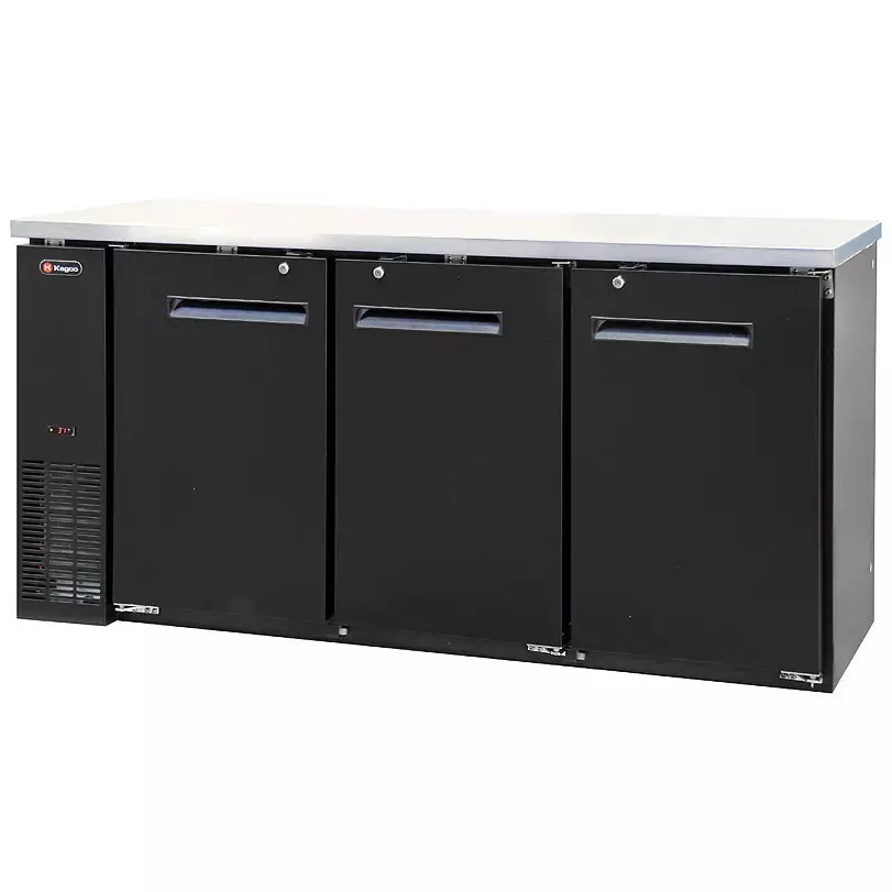 Kegco 72" Wide Black Commercial Solid Top Back Bar