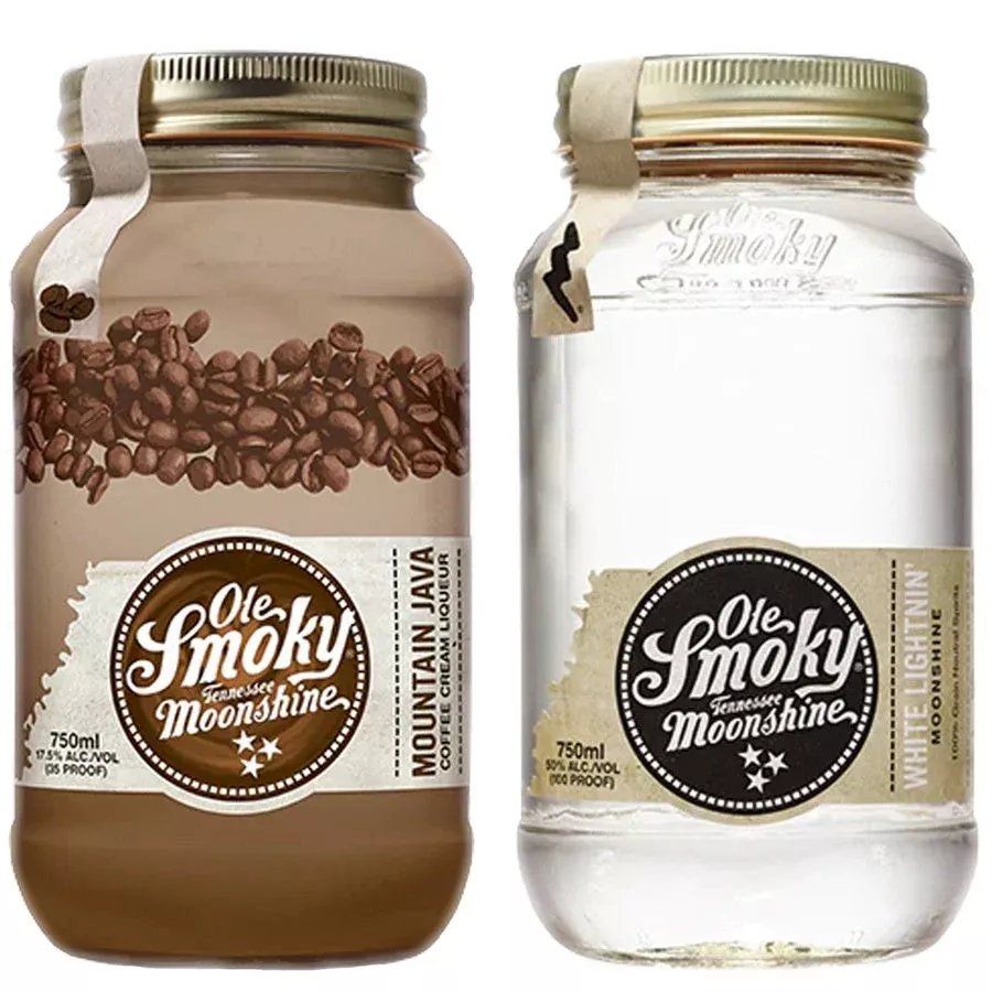 Ole Smoky Mountain Java Cream Liqueur & Ole Smoky White Lightnin' Moonshine Bundle