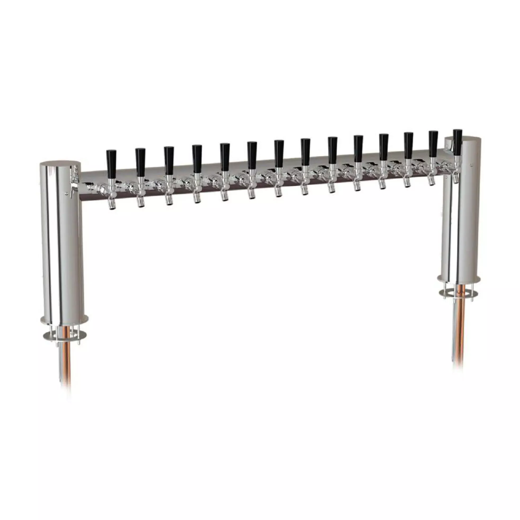 UBC Metro Stainless Steel 14-Faucet Draft Beer Tower - 4.13 Inch Columns - Glycol Cooled