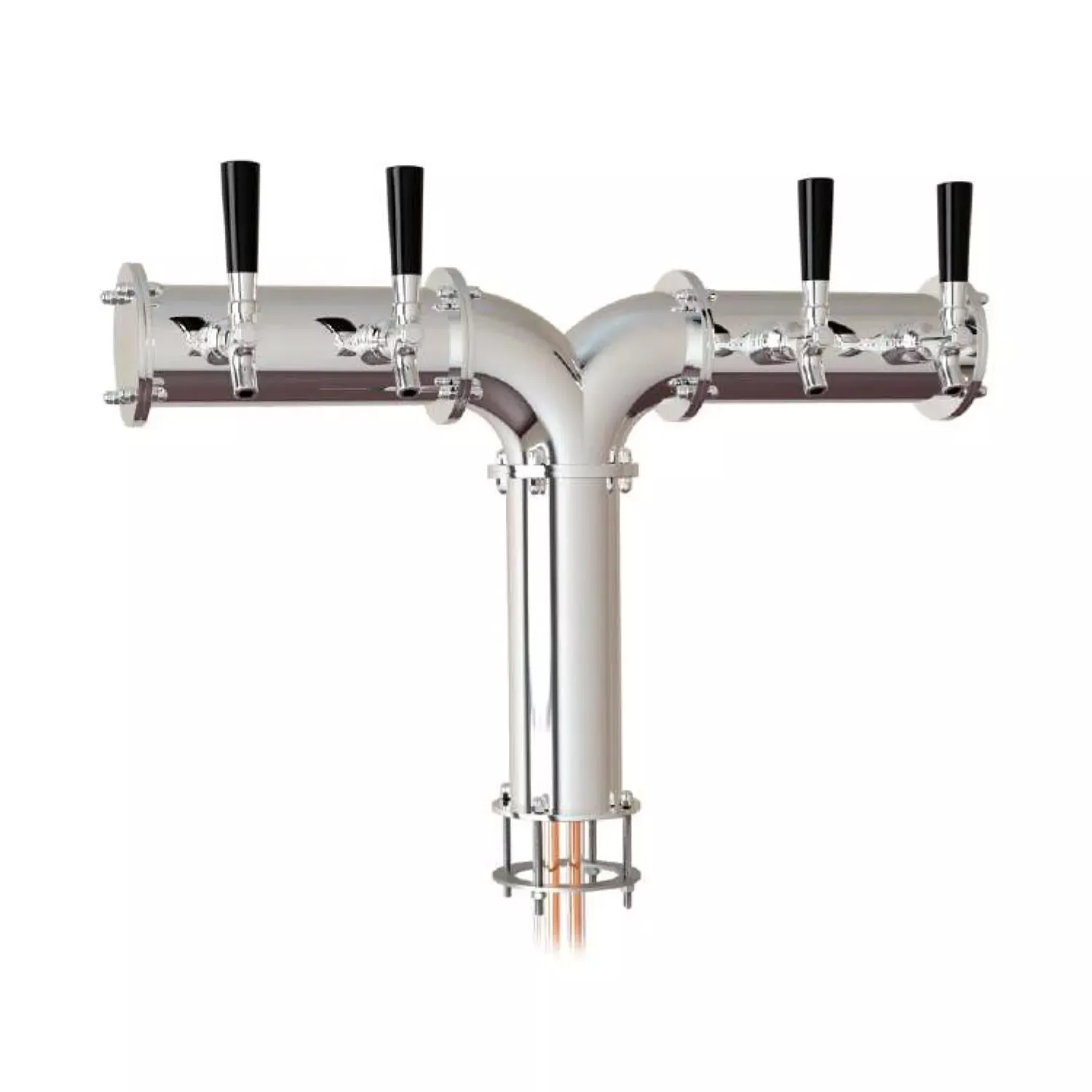 UBC Yukon Stainless Steel 4-Faucet Draft Beer Tower - 3.4 Inch Column - Glycol Cooled