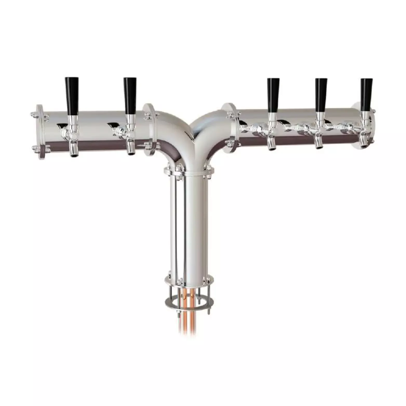 UBC Yukon Stainless Steel 5-Faucet Draft Beer Tower - 3.2 Inch Column - Glycol Cooled